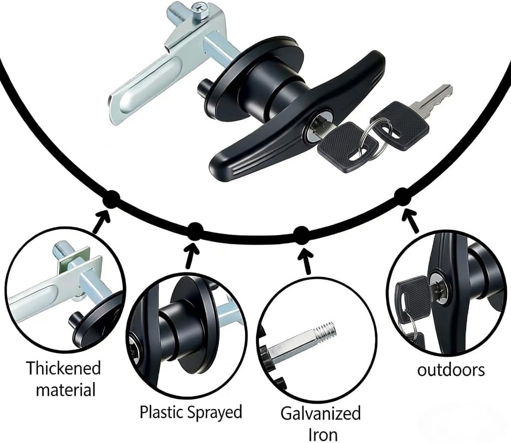 Truck Topper Fastener Heavy Duty T-Handle Lock for Leer/Snugtop Camper Shell - Universal Replacement Locking Handles with Keys, Secure Truck Cap Clamps & Tailgate Lock Accessories​