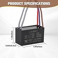 Vista 3 de Podoy Condensador de ventilador de techo CBB61 5 cables para compatible con New Tech 4.5uf+5uf+6uf 250VAC (paquete de 2)