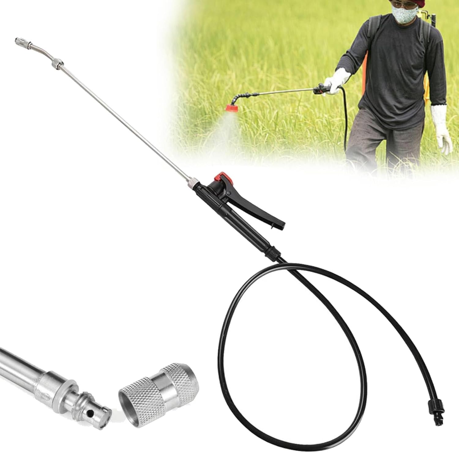 Replacement Sprayer Wand, 44" Sprayer Part with Adjustable Nozzle, Trigger Wand & Hose