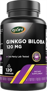 Oxify Ginko Biloba 120 mg | 120 Capsules | Gluten-Free, Non-GMO | Supplement Made in USA