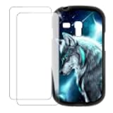 UOGNADGD Compatible with Samsung Galaxy S3 Mini i8190 Case Colorful Custom Cover with 2 Pack Tempered Glass Screen Protectors - Shockproof Scratch-Resistant (Wolf 3)
