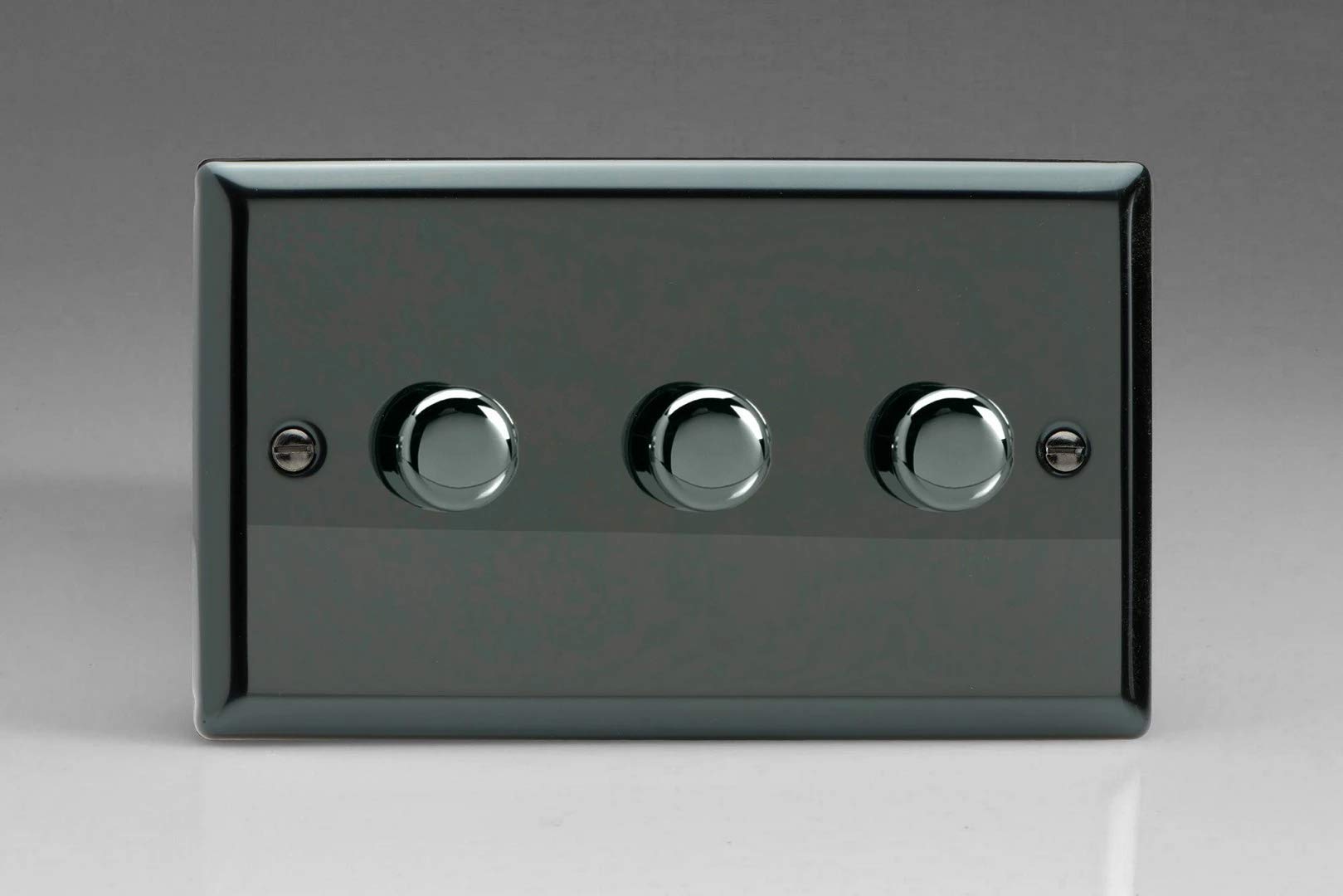 Varilight Iridium 3-Gang 2-Way V-Pro Push On/Off Rotary Led Dimmer 3 X 0-120W (Twin Plate)