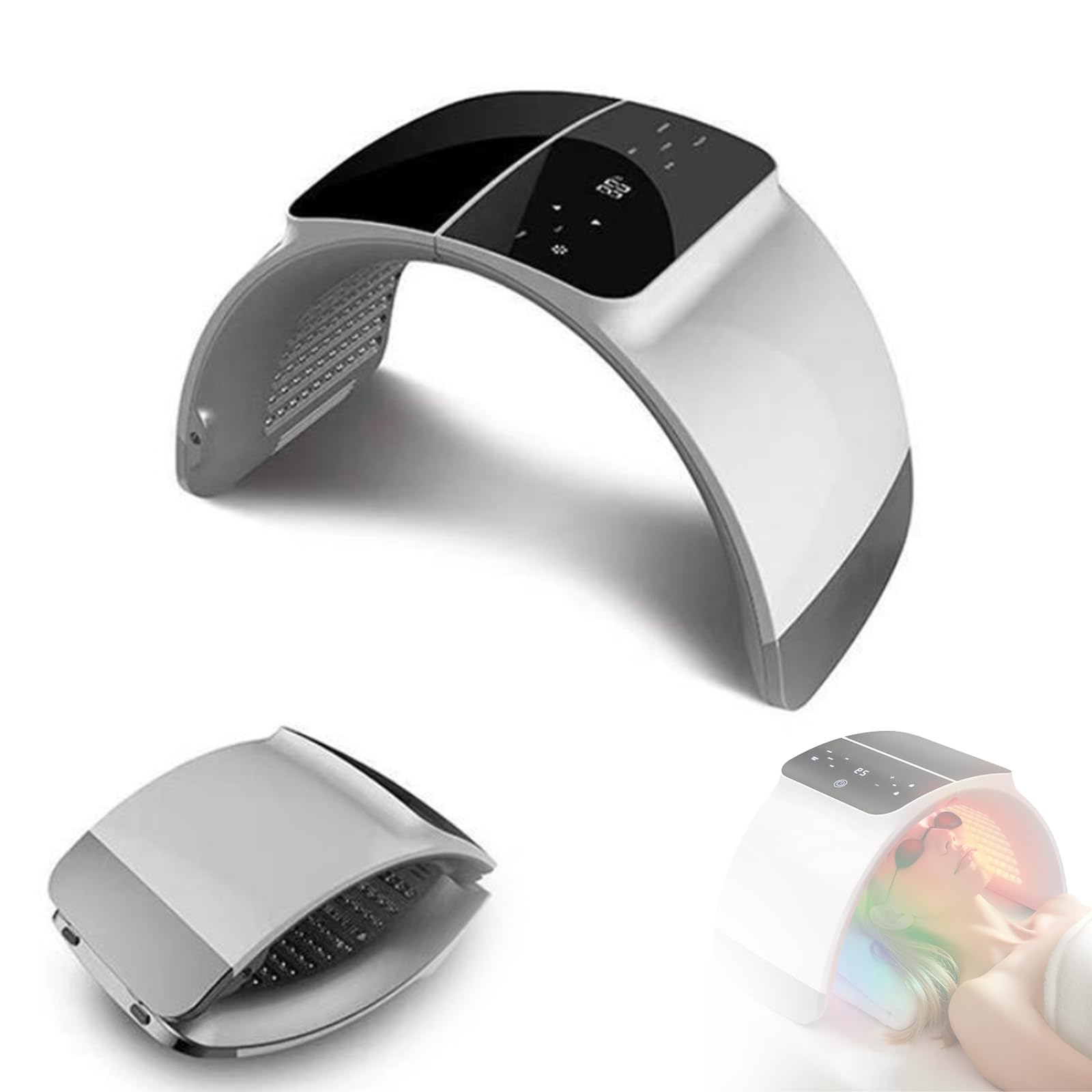 Dispositivo per fototerapia a LED a 7 colori, maschera per fototerapia a luce rossa, dispositivo di bellezza facciale pieghevole, spray idratante profondo, antirughe, ringiovanimento della pelle