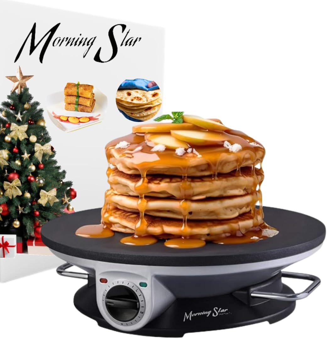 Morning Star Pro 13" Electric Crepe Maker | Red Beer & Coffee Mugs for Events | Perfect for Breakfast | Birthday Supplies & Christmas