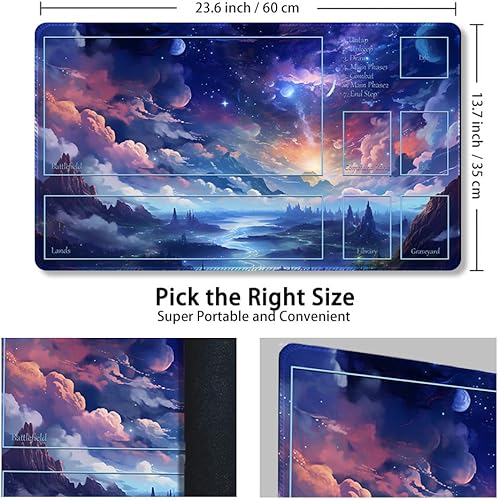 Tapete de juego MTG cosido de alta calidad con zonas y parte trasera de goma antideslizante, tapete de juego TCG para MTG y otros juegos de cartas,