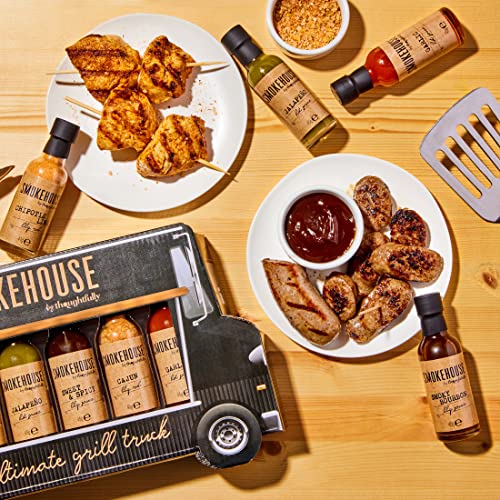 Smokehouse by Thoughtfully – Gourmet Ultimate Grillset für Männer Geschenk – Lustige Food Truck Verpackung mit BBQ Rubs, Saucen & Grillzubehör Grill Geschenke für Männer & Vater Geburtstag