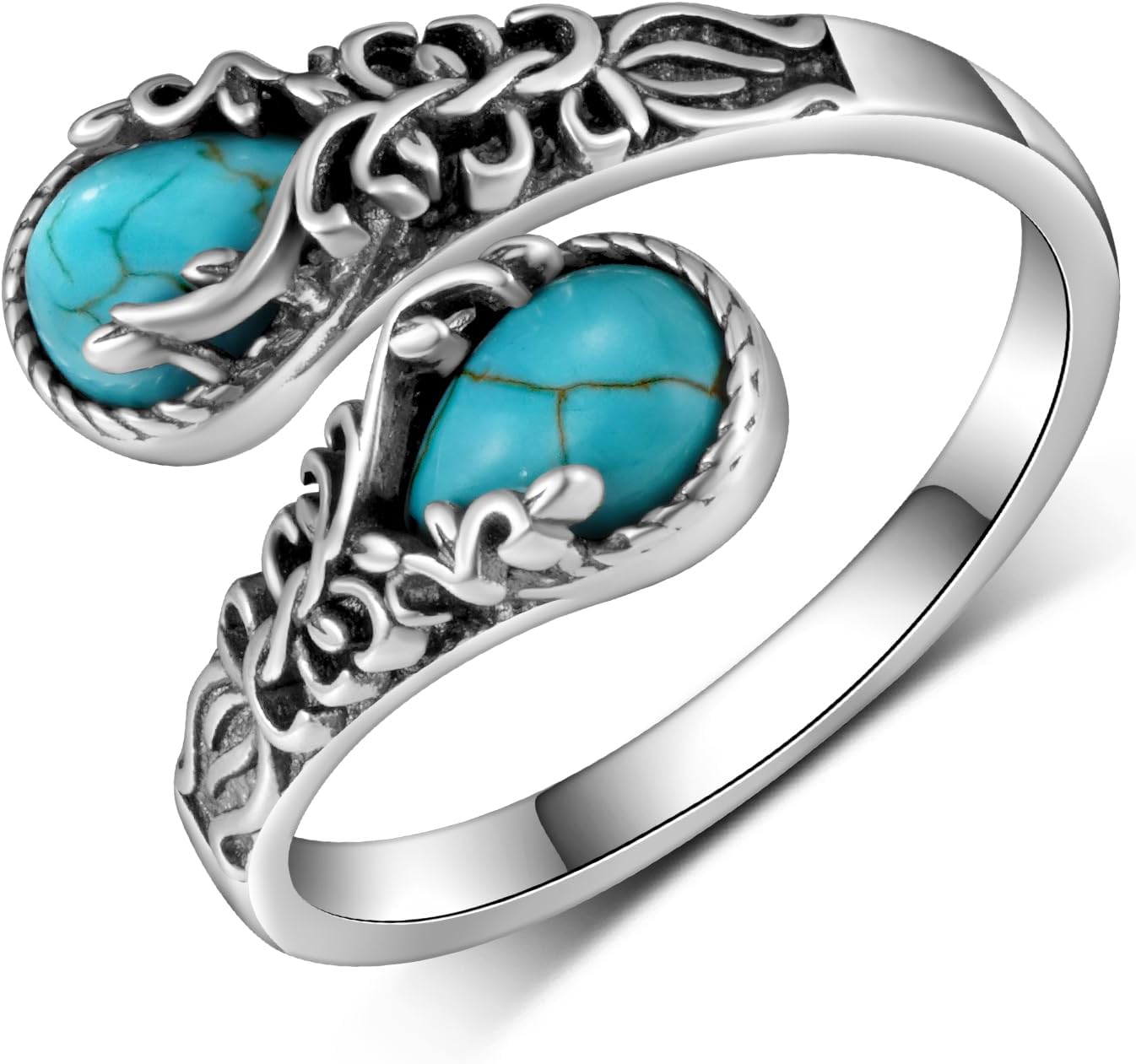 Genuine Turquoise Rings for Women 925 Sterling Silver Tree of Life Ring Western Rings for Women Real Turquoise Jewelry Gifts for Women