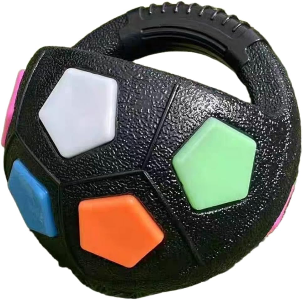 The Mellow Dog Calming Ball with Handle,Squeaky Dog Toy,Interactive Toss,Dogs Football Toy for Water Play,Training & Outdoor Games(Without Squeaky Tennis Ball Inside) (Black)