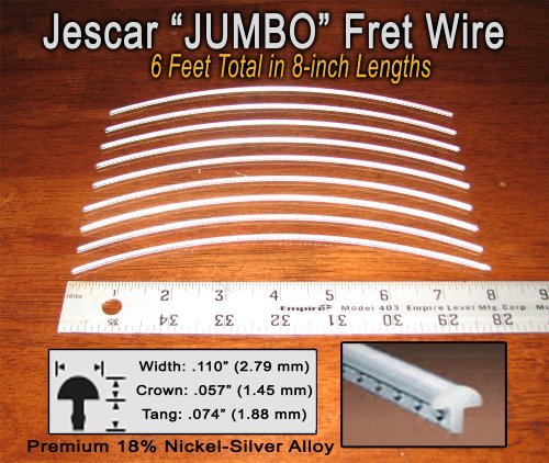 Guitar/Bass Fret Wire - Widest/Highest Jumbo Size Nickel-Silver - Six Feet #TOP17