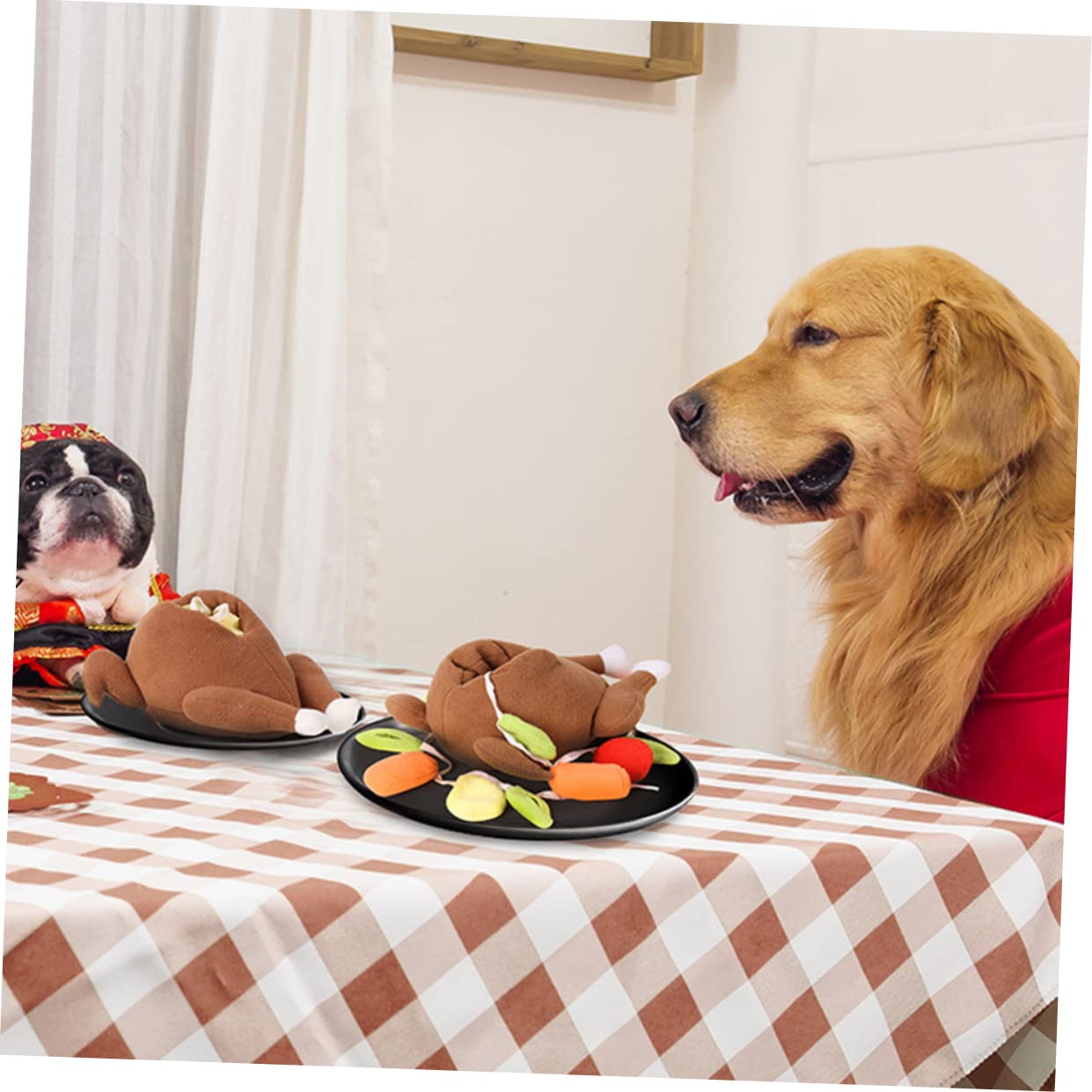 minkissy 3pièces Jouet Interactif pour Chien Jouet à Mastiquer Peluche Design Dinde pour Et Entraînement des Animaux De Compagnie