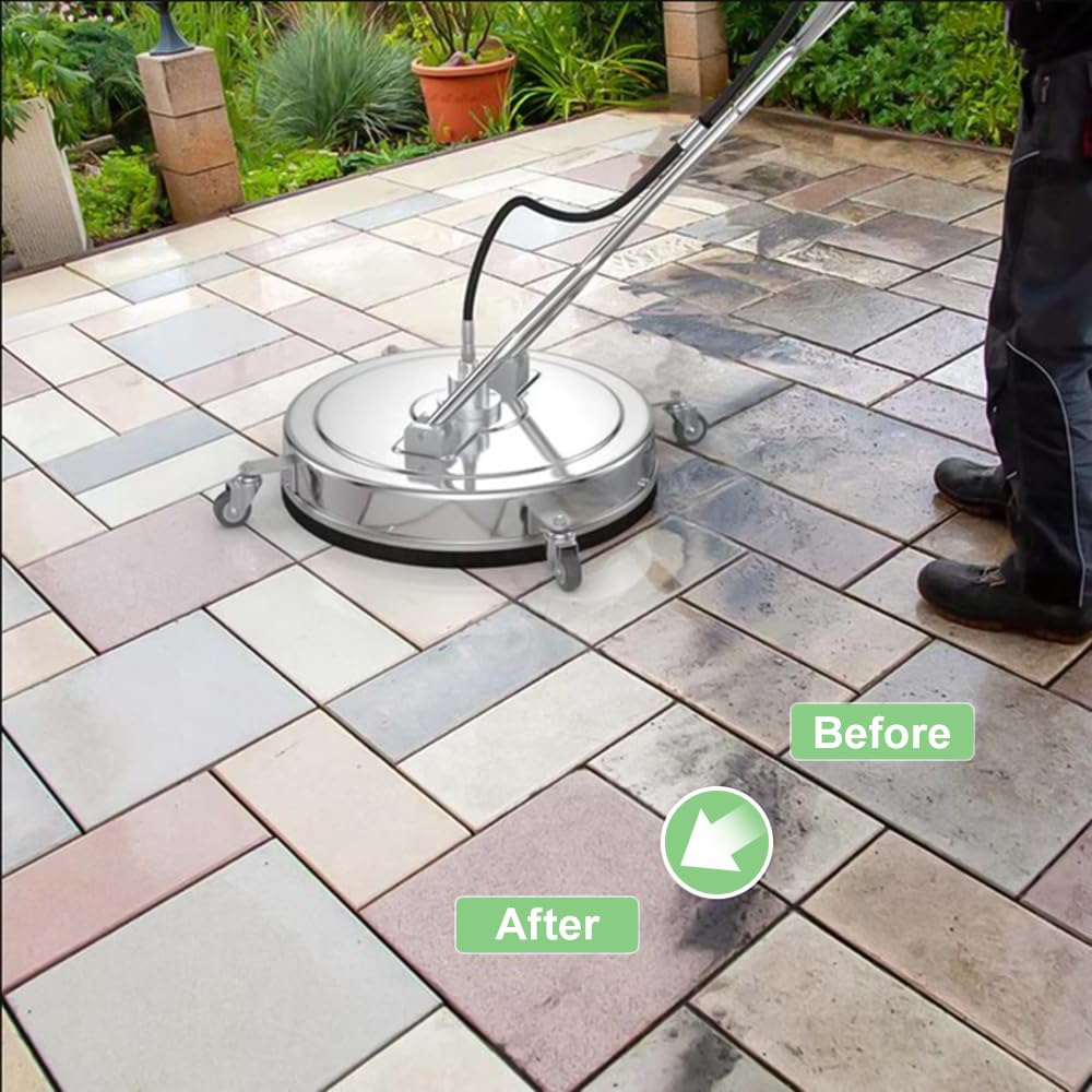 Limpiador de superficies de lavado a presión de 4000 PSI, accesorio de acero inoxidable de 20 pulgadas para calzadas, patios, cubiertas, pavimento de bloques, herramienta de limpieza profunda