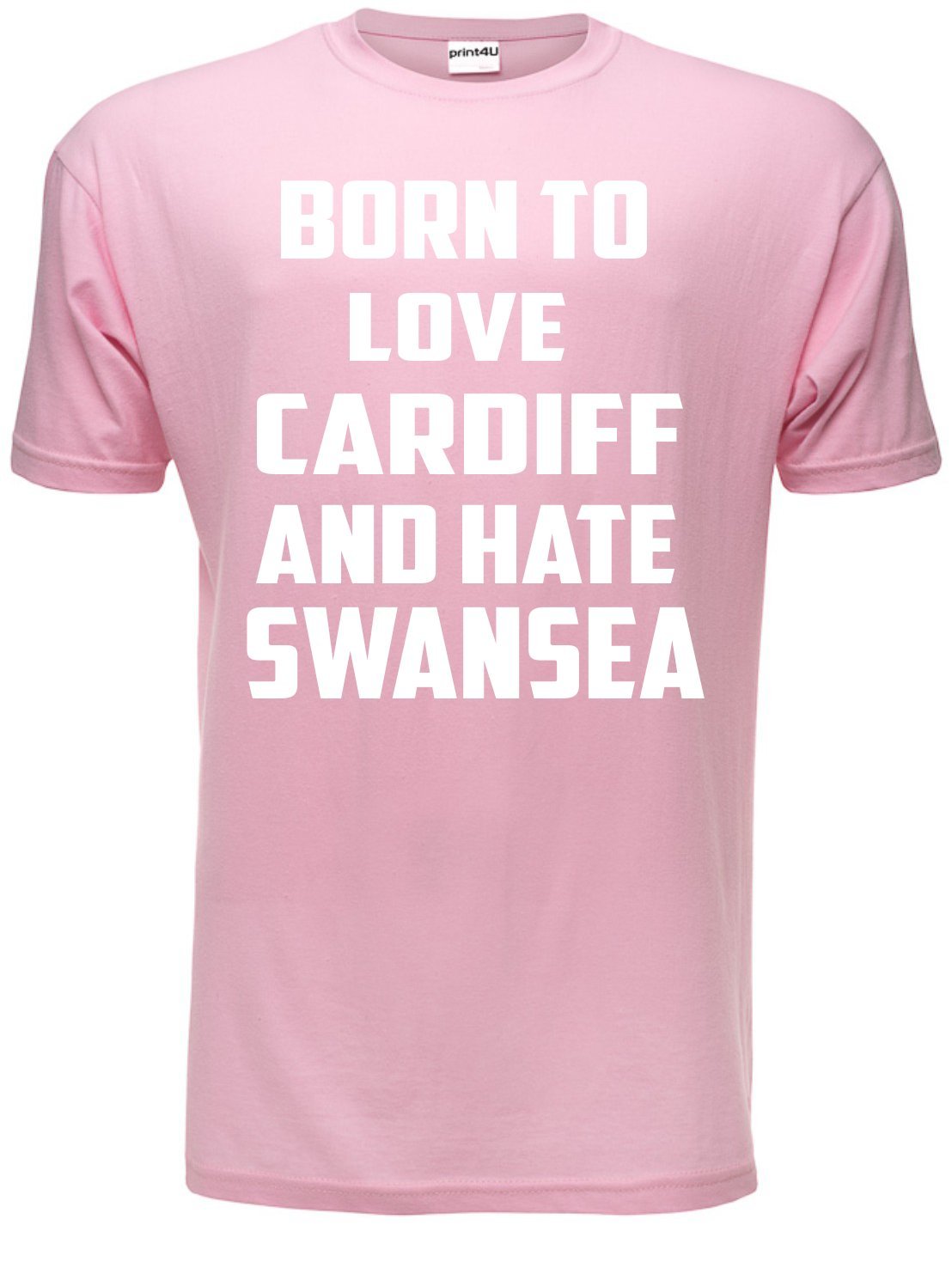 Born to Love Cardiff & Hate Swansea Adult/Mens Birthday Gift T-Shirt Unisex Small Pink