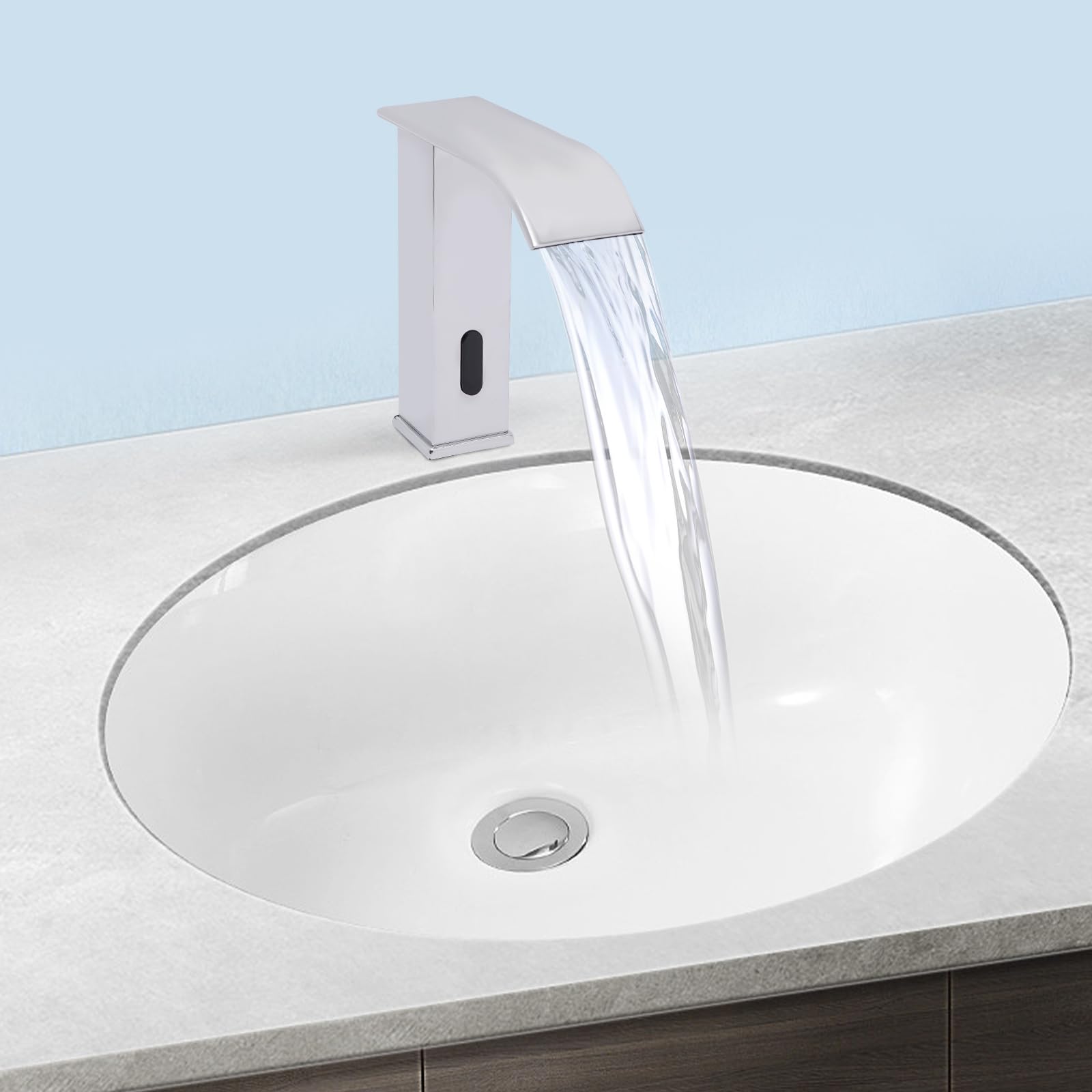 Grifo con sensor infrarrojo para baño, grifo de lavabo sin contacto, con sensor automático, para lavabo, baño (16,5 x 18 cm)