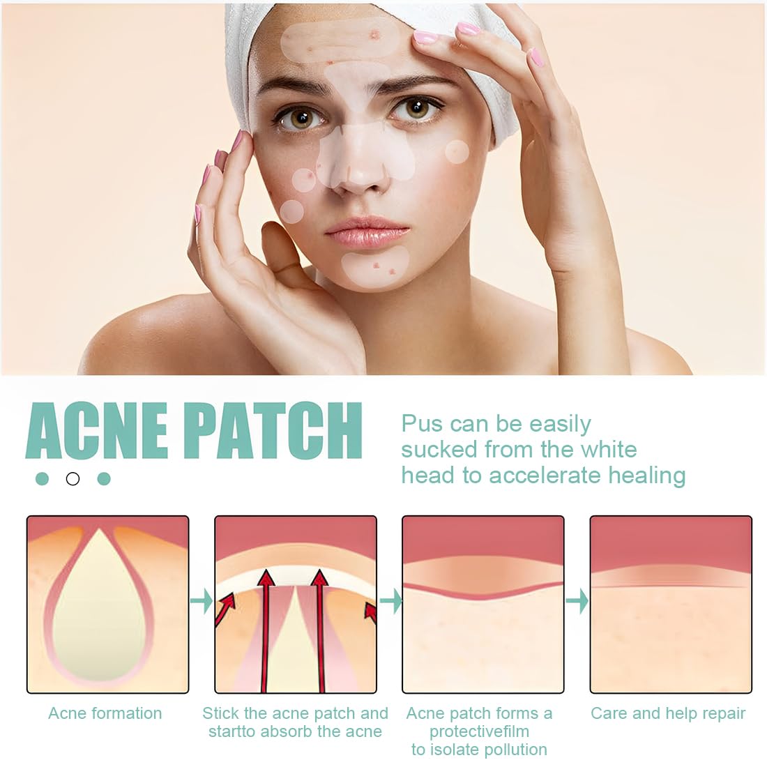 Grandi patch per brufoli in 8 misure per brufoli grandi, 132 pezzi pimple patch per acne per viso e corpo, per coprire brufoli, imperfezioni della pelle e acne, adatte per tutti i tipi di pelle