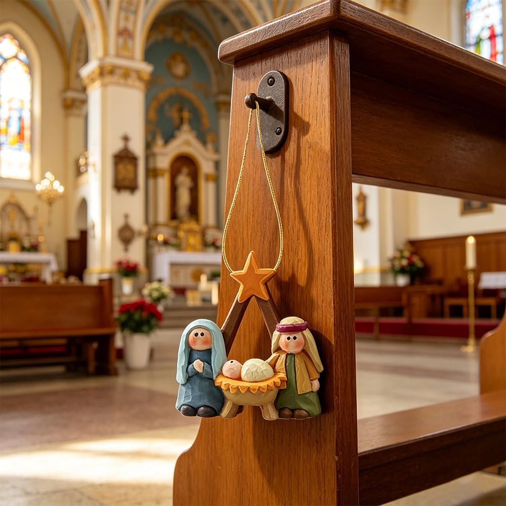 YukaBa Nativity Scene Figurine - Resin Little People Nativity Sets Jesus Décor Catholic Gifts for Women, Miniature Holy Family Manger Scene Virgin Mary Statue for Christmas Ornaments