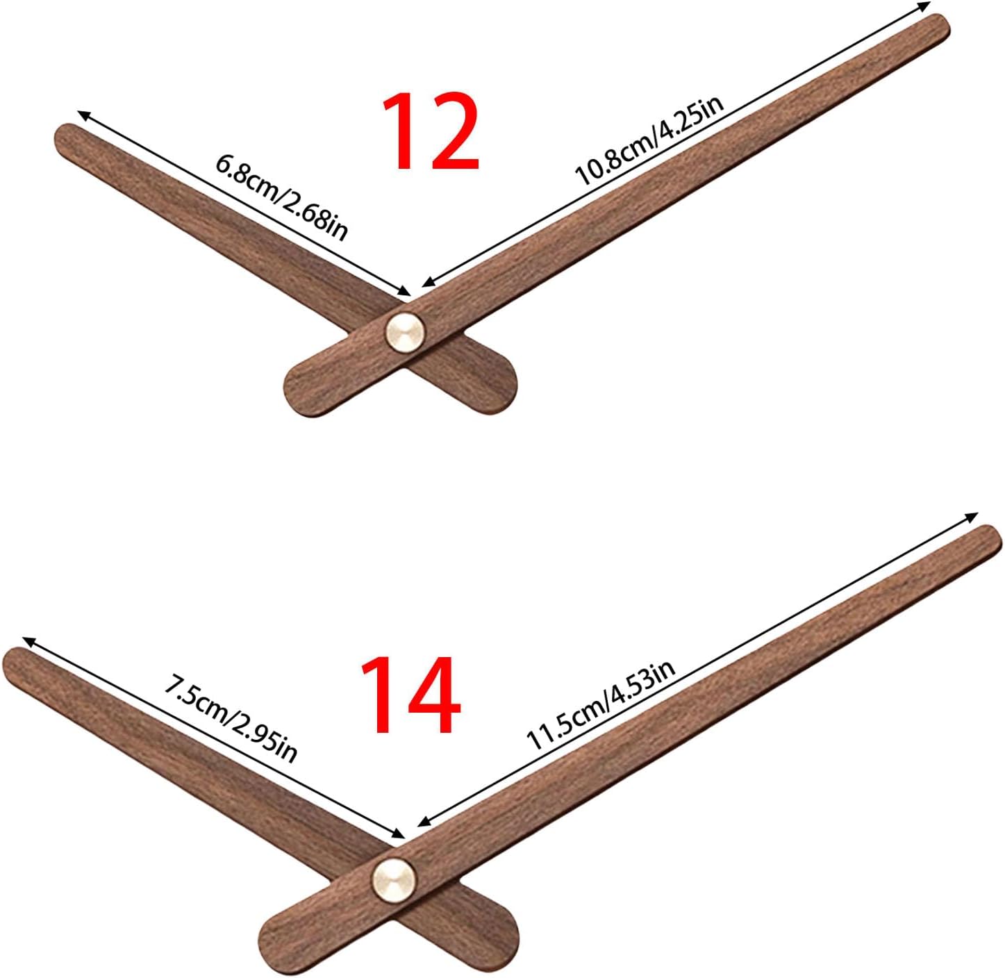 Pack of 5 wooden watch hands to replace 12 14" watches