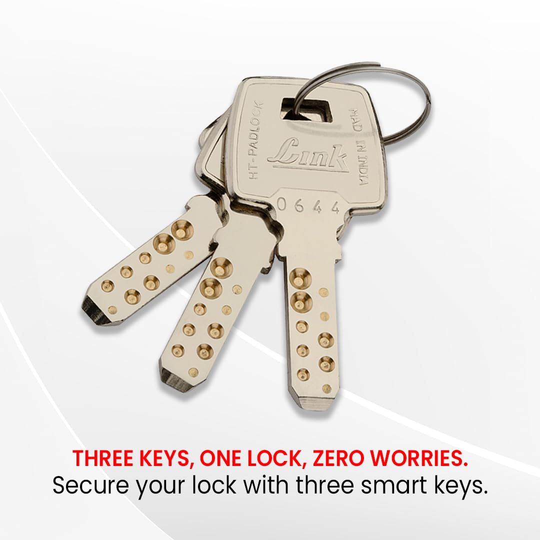 Link® Hi-Tech 70mm Padlock | Stainless Steel Body | Hardened Shackle | 1 Padlock | 3 Silver Keys with Hi-Tech Nickle | Made in India | 15 Years Warranty — Amazon image 3