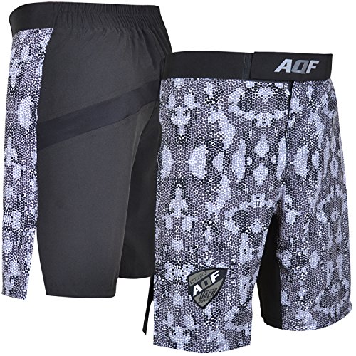 AQF Boxer Calecon Homme, Short MMA, Short Boxe, Grapling Calecons, Short Muay Thai, Short Kick Boxing pour Boxing, Combat, UFC, Cage Fighting, Short D'entraînement Camouflage Gris (M) Cover