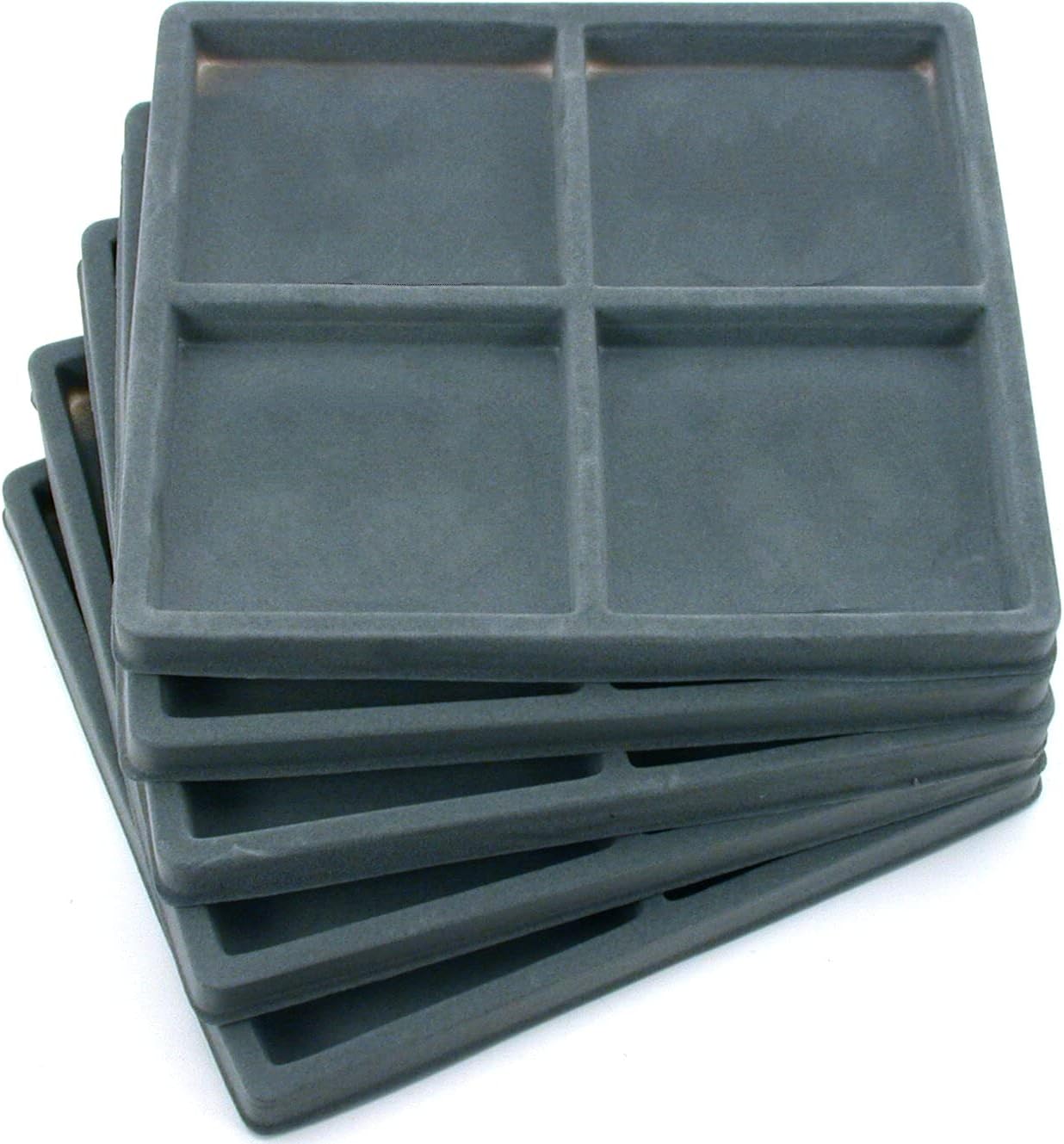 FindingKing 5 Gray 4 Slot 1/2 Size Jewelry Display Tray Inserts - Compartments Measure 3 3/8" x 2 7/8"