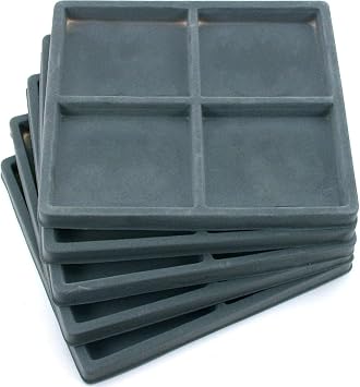 FindingKing 5 Gray 4 Slot 1/2 Size Jewelry Display Tray Inserts - Compartments Measure 3 3/8" x 2 7/8"