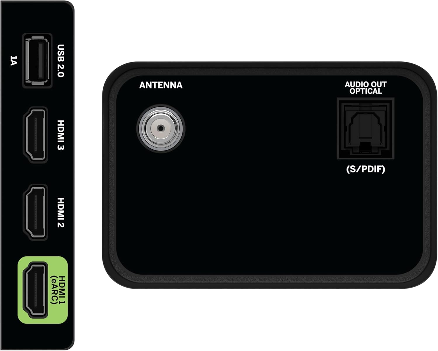 Close-up of VIZIO TV input ports