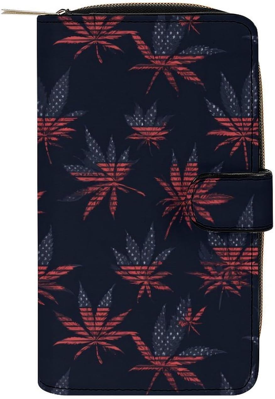 Weed1 U.S. Flag Fashion Wallet Credit Card Holders Large Wristlet Handheld Coin Pockets