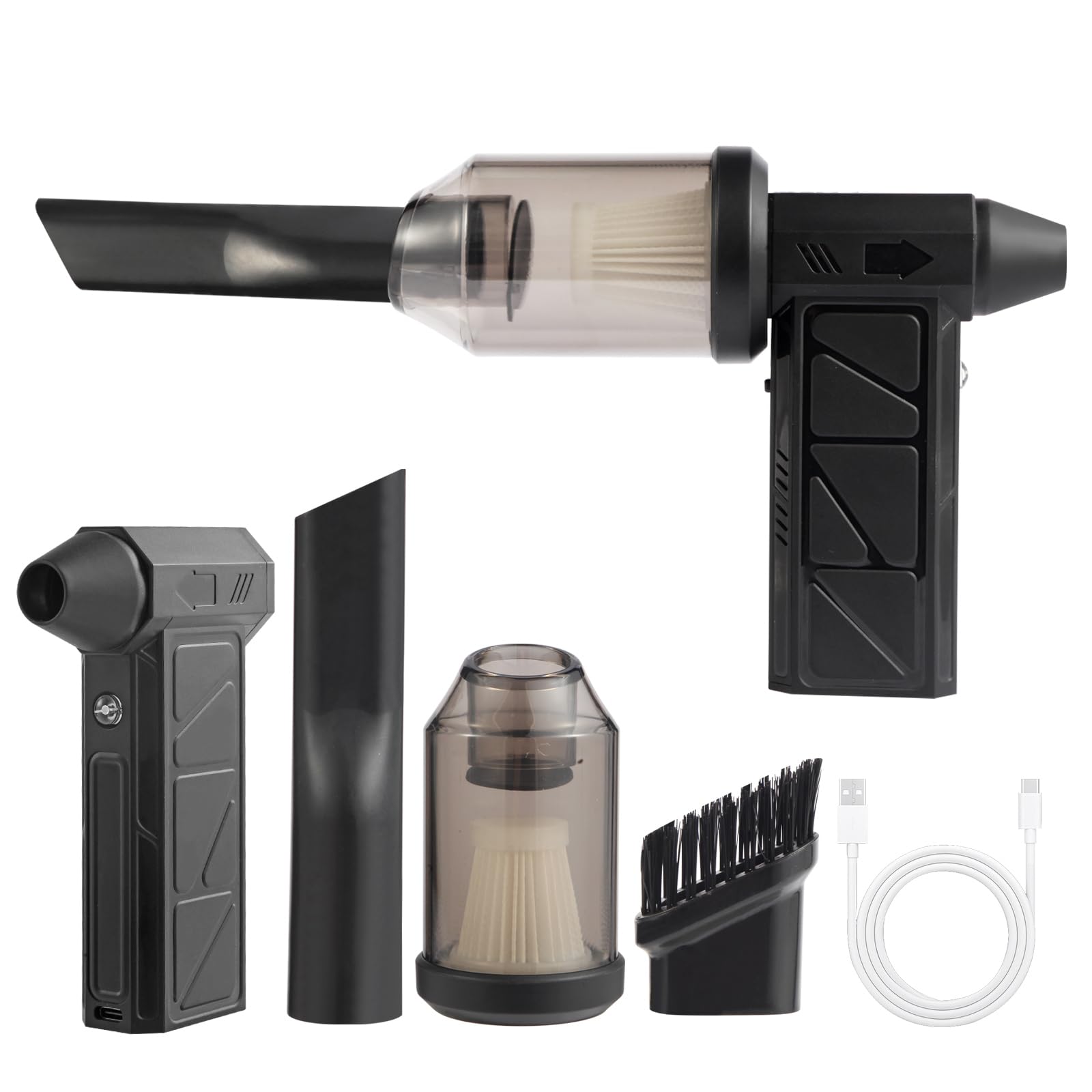 Bpbdzz Electric Air Duster with Blow & Suction Dual Function | 150,000 RPM Brushless Motor, Type-C Rechargeable, 4 Speeds & LED Light | 8000mAh Long Battery Life | Portable Blowing and Suction Fan