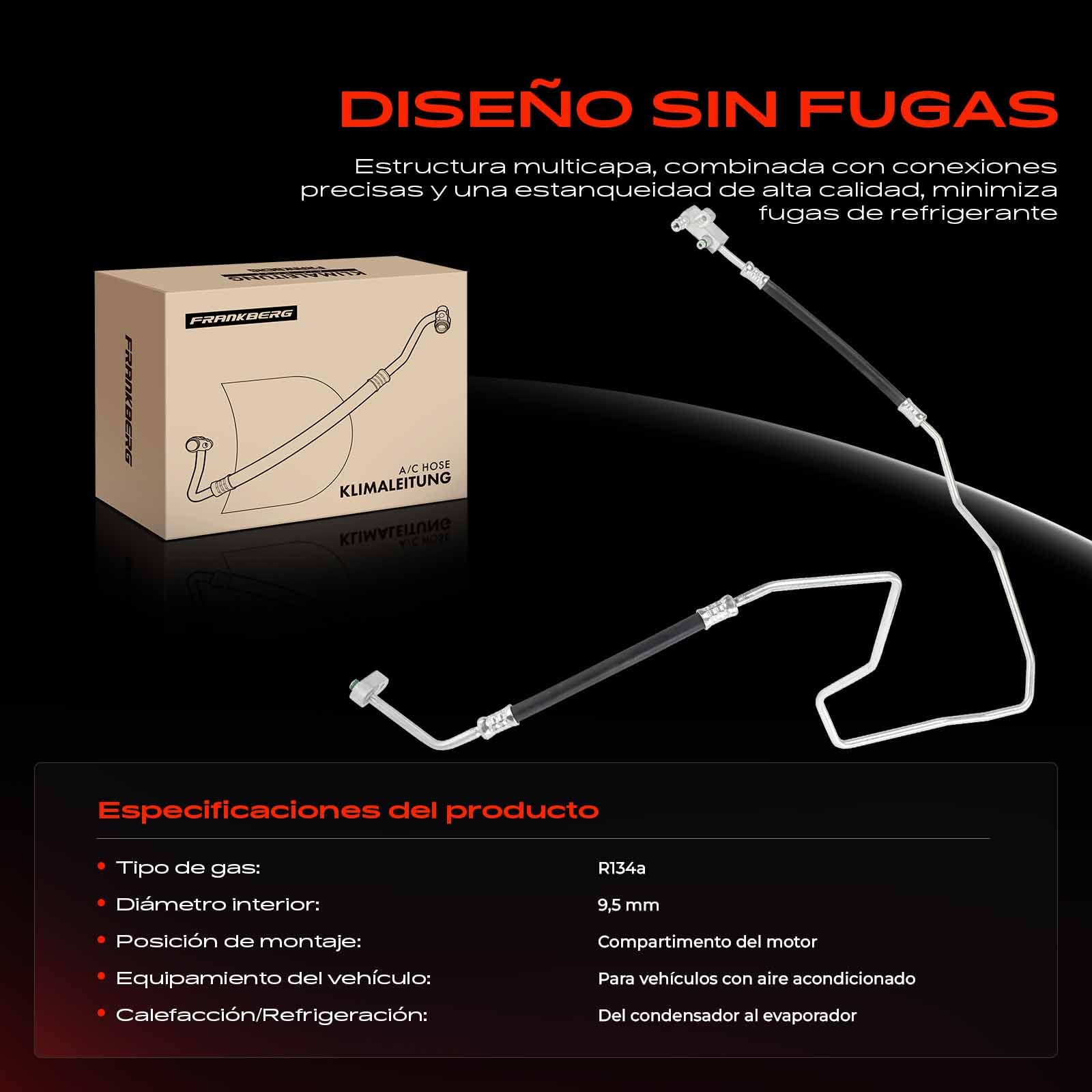 Frankberg Tubería de alta/baja presión aire acondicionado | Compatible con: Caja de puente, Autobús Jumper, Ducato Van 250, Plataforma/chasis Boxer, Plataforma/chasis Jumper, bóxer