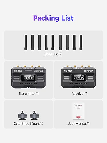 Miniatura 9 de Accsoon Transmisor inalámbrico CineView SE, rango de 1200 pies1,148.3 ft, latencia 0.05s y 1080P HD Video, HDMI y SDI, compatible con 4 dispositivos