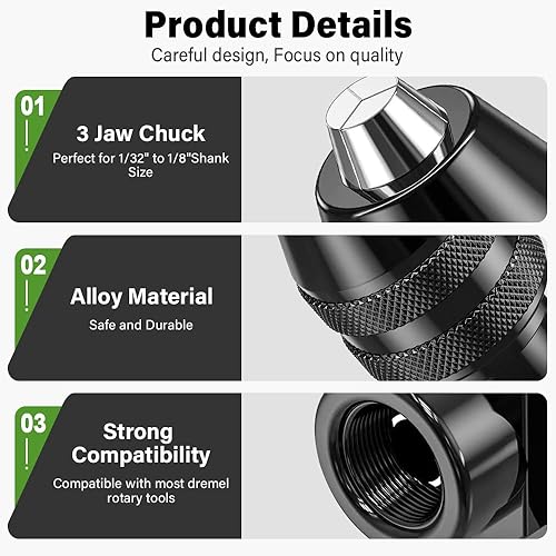 Miniatura 2 de Juego de pinzas de portabrocas de taladro, 28 piezas, kit de pinza de mandril de 0.020-0.126 in, repuesto de vástago 4486, herramienta rotativa sin