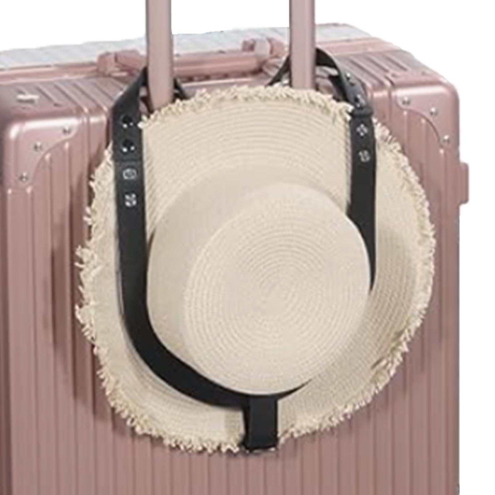Shapen Black Hat Clip For Bag,Hat Bag Clip Hat Holder - Pu Leather Hat Harness For Travel Bag, Hat Carrier Sun Hat Holder, Adjustable Strap For Bags, Backpacks & Luggage