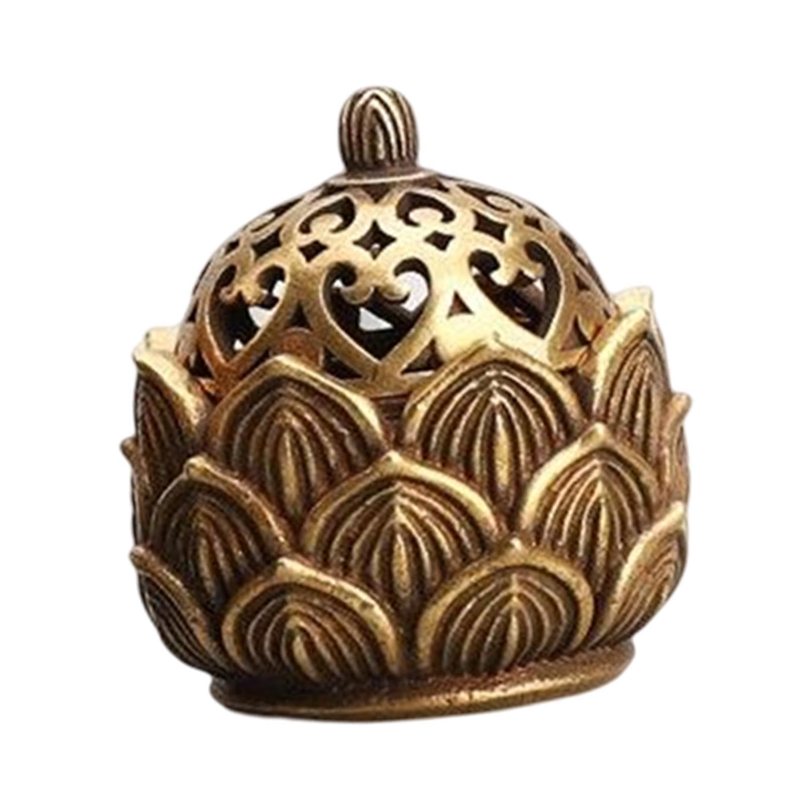 ALCXAZS Delicate Flower Shaped Incense Burner Holder Bowl Meditation Enhancing Relaxation In Any Room Atmosphere Incense Burner Holder Bowl Stick, Bronze, 3.3x2.3cm