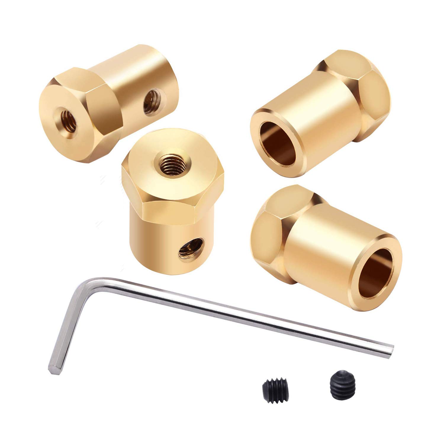 Vogueing Tool 3,17 mm ottone albero esteso accoppiatore esagonale connettore motore robot accessori fai da te con chiave esagonale e vite (confezione da 4)