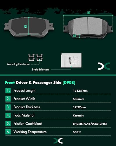 Miniatura 3 de SCITOO Pastillas de freno de cerámica, 4 pastillas de freno delanteras para 2006 para Lexus GS300, 2009-2015 para Lexus IS250, 2002-2006 para Toyota