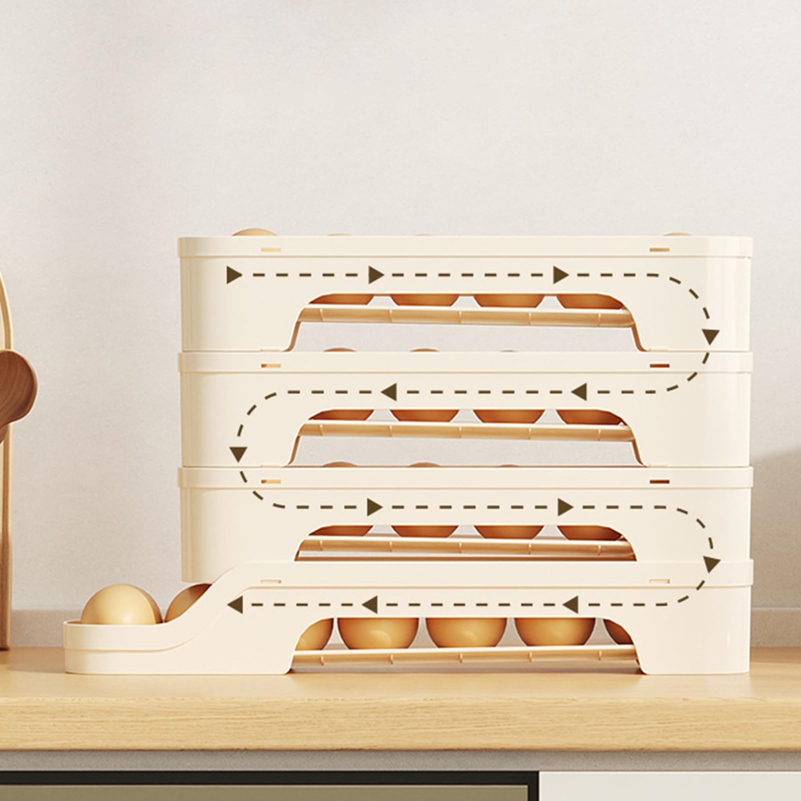Eierrollender Eierspender für den Kühlschrank, platzsparend, stapelbar,