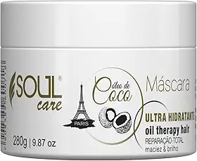 Máscara de Hidratação Óleo para Cabelo de Coco Soul Care Profissional | Cronograma Capilar Pós-Química (280g)