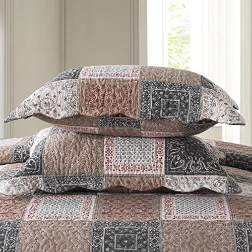 Honeilife Vintage Quilt Sets Queen - 3 Pieces Microfiber Quilt Sets Lightweight Bedspreads Floral Coverlets Rustic Bed Cover All Season Quilts #TOP4