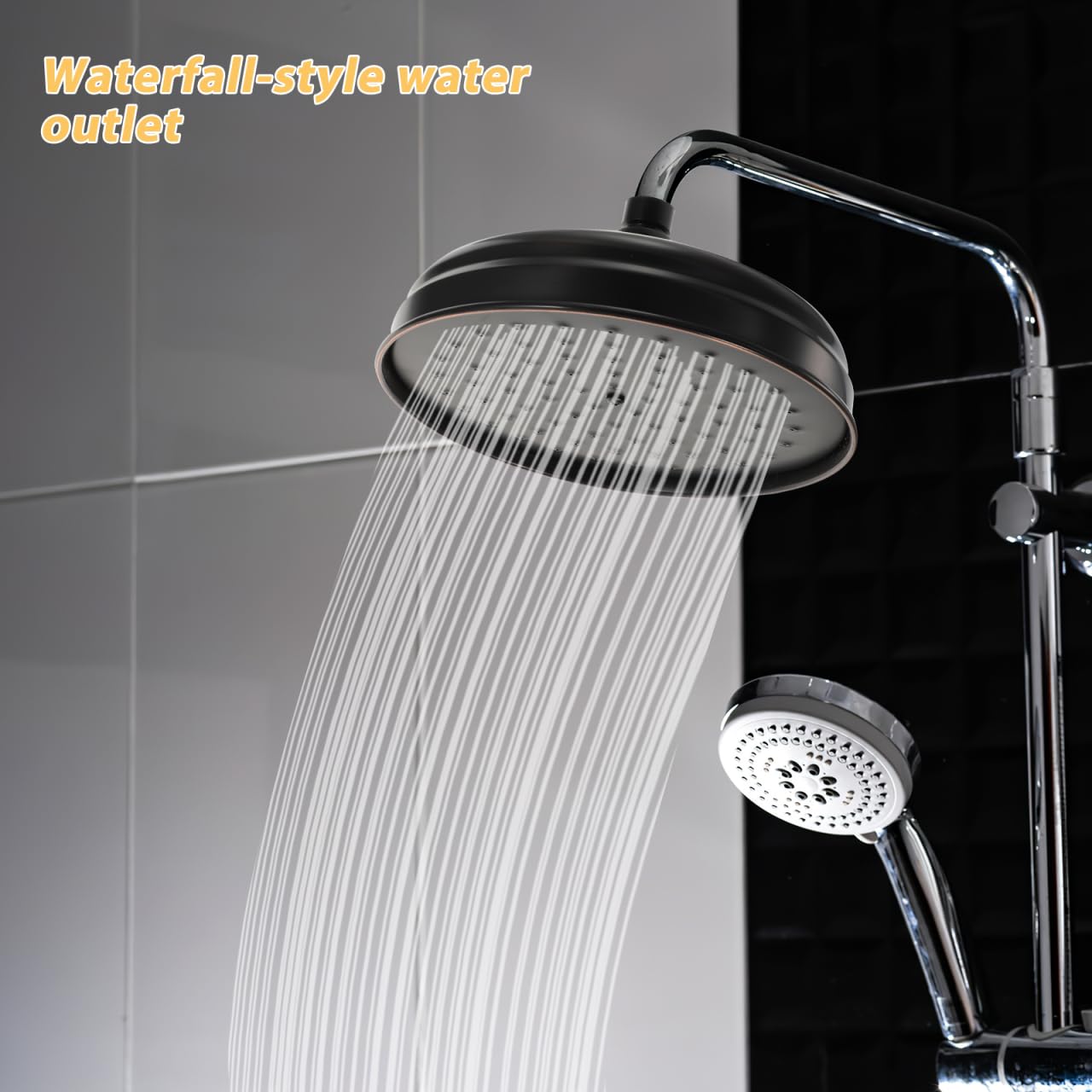 NUOBESTY Cabezal De Ducha De Lluvia Retro Rociador Cobre Negro Alcachofa De La Ducha Fija Cabezal De BañO Para BañO Efecto Cascada 7.87X7.87X4.33In