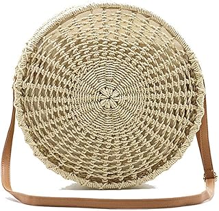 Heqianqian Borsa da Donna in Paglia Borsa a Tracolla Vintage con Borsa a Tracolla in Paglia Borsa da Spiaggia Estiva in Paglia (Color : Beige, Size : Free Size)