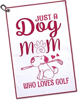 Just A Dog Mom Who Loves Golf Printed Microfiber Golf Towel, Funny Golf Towel Gifts and Golf Accessories for Women Mom Mother, Mothers Day Birthday Gift for Golf Lover Dog Lover