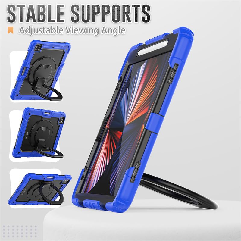 Protection iPad Pro 12.9 2021 antichoc noire avec support stylo