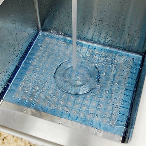 Waroom Home Sink Mat Set of 2, PVC Eco-friendly Kitchen Sink Protector Mat Pad, 12'' X 9.6'', Regular Blue