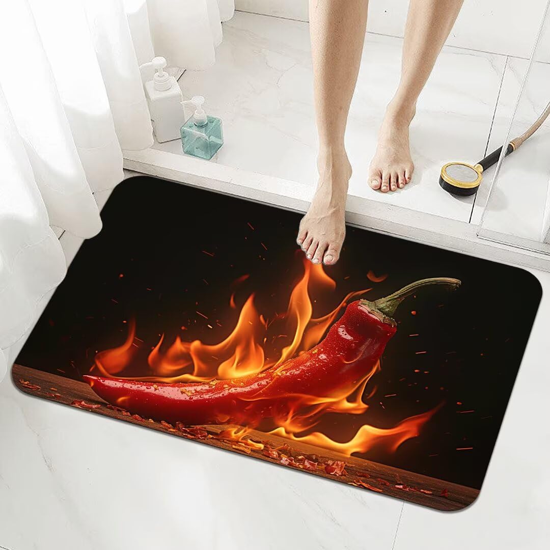 Badezimmerteppich Groß Schnelltrocknend Badteppich 160x230cm Rutschfester Badematte Red Absorbierender Duschvorleger Waschbar Badvorleger Dünn Bath Bathroom Mat Fußmatten Toilette Badewanne 5-916