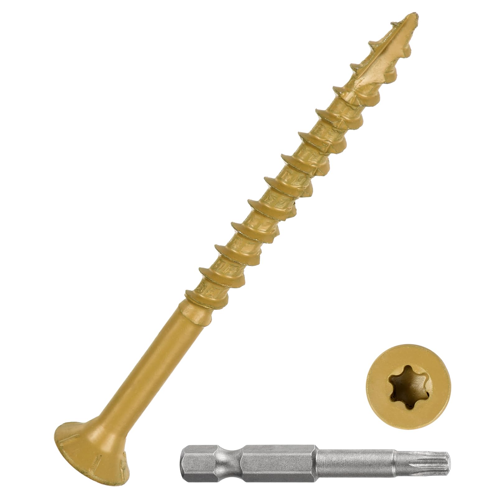 DTGN #10x2-1/2" Deck Screws - 80Pack - Good for Decks, Fences, Frames, Farms, Outdoor Furniture - Carbon Steel Wood Screws Epoxy Coated W/ T25 Torx Star Drive Bit - Tan