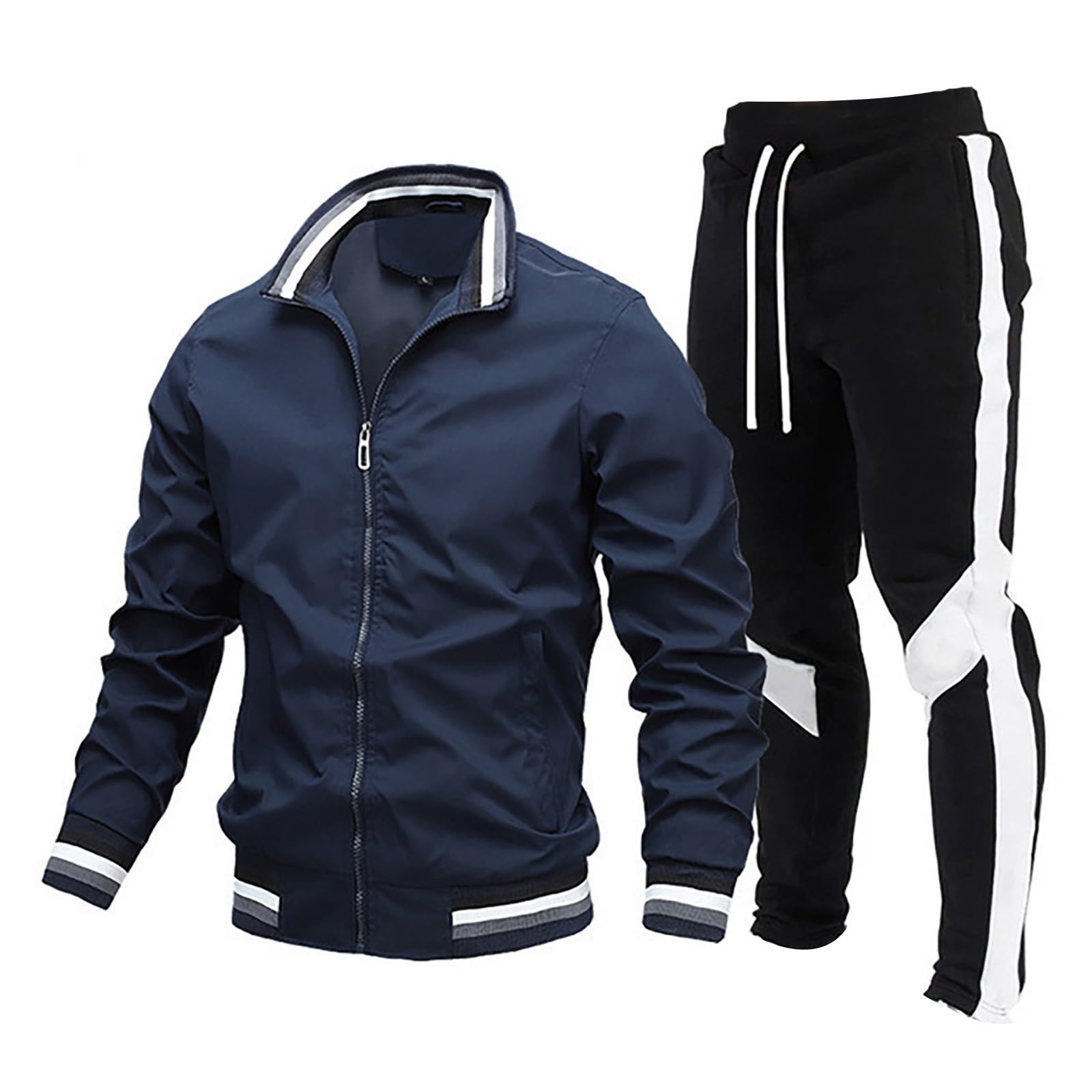 Generisch Chándal para Hombre 2024 Conjunto de 2 Piezas Casual Contraste Deportivo Jogging Conjunto Chándal Chándal Niños Niños