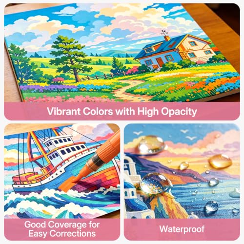 Image of WUO Acrylic Paint Markers Brush Tip 36 Colors, Automatic Ink Control