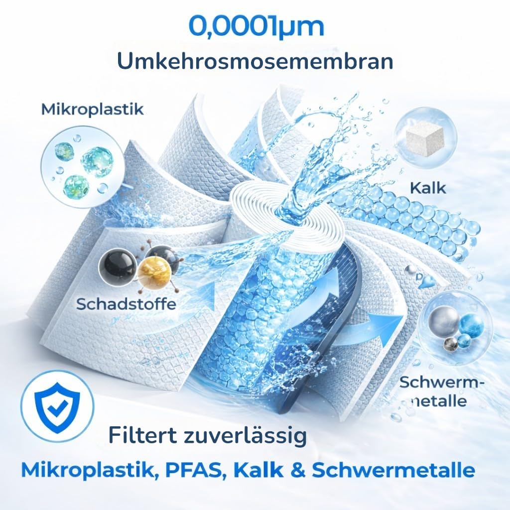Ultimate Compact One 600 GPD DirectFlow Osmoseanlage Untertisch | Tanklos, nur 12,5 cm breit, 1,6 l/min, 2:1 Reinwasserverhältnis, pH-Optimierung, Aqua-Stop und Filterwechsel ohne Werkzeug
