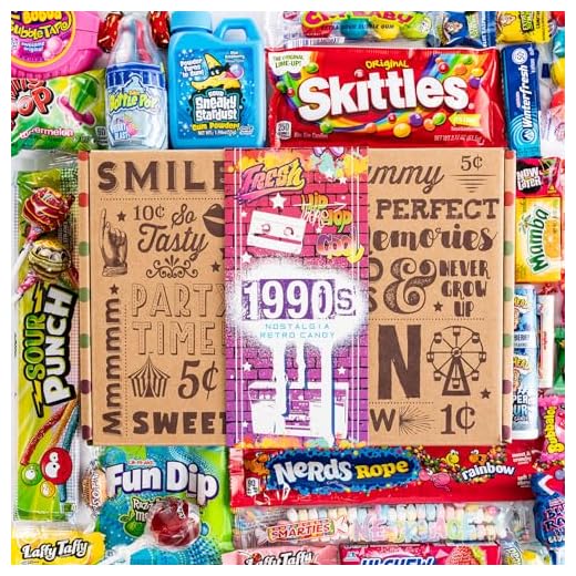 VINTAGE CANDY CO. 1990s RETRO CANDY GIFT BOX - 90s Nostalgia Candies - Flashback NINETIES Fun Gag Gift Basket - PERFECT '90s Candies For Adults, College Students, Men or Women, Kids, Teens