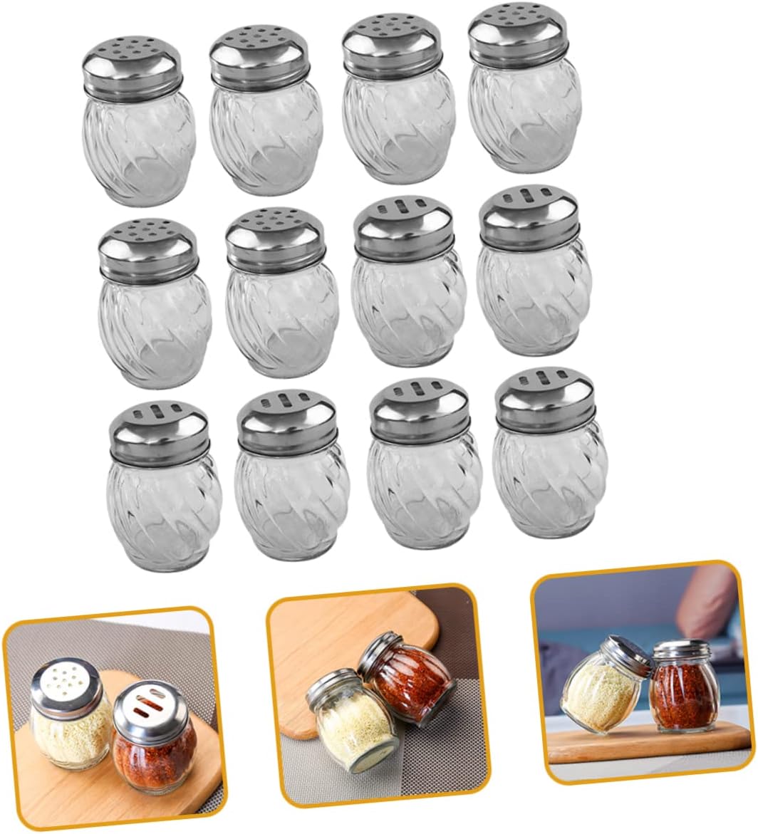 Alipis 12pcs Salt Shaker Glass Jars Seasoning Bottle Containers for Salt Pepper Storage
