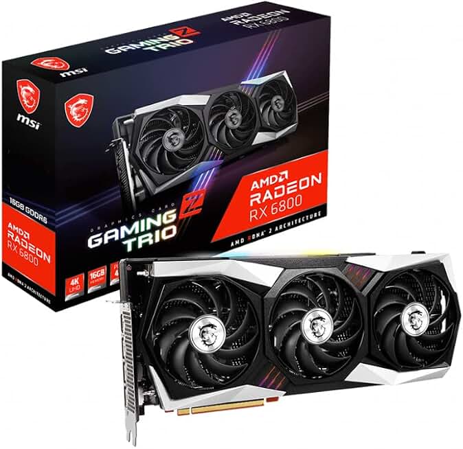 msi Gaming Radeon RX 6800 16GB GDDR6 256-Bit HDMI/DP 2155 MHz RDNA 2 Architecture OC Graphics Card (RX 6800 Gaming Z Trio 16G)